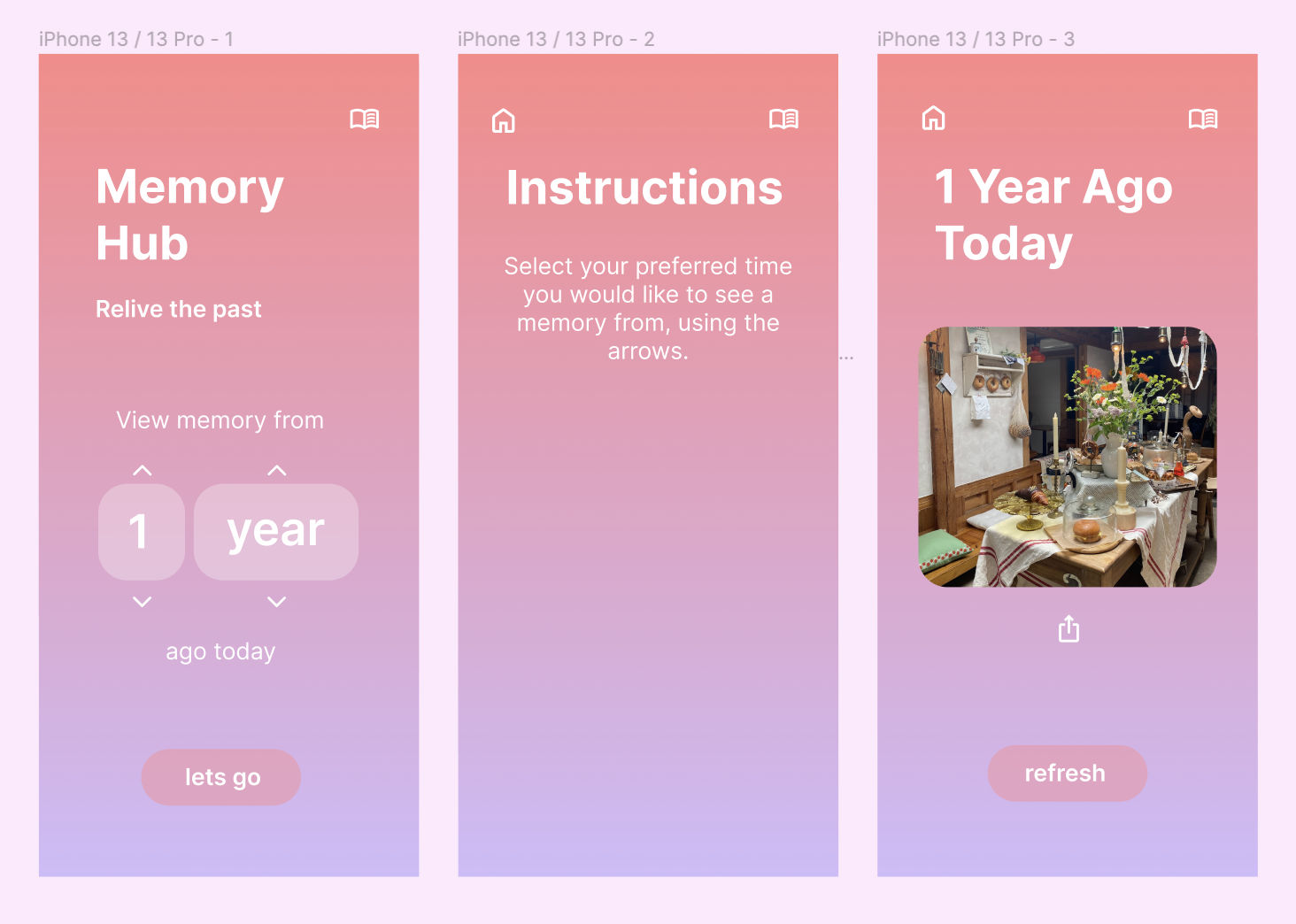 A photo of the memory hub app